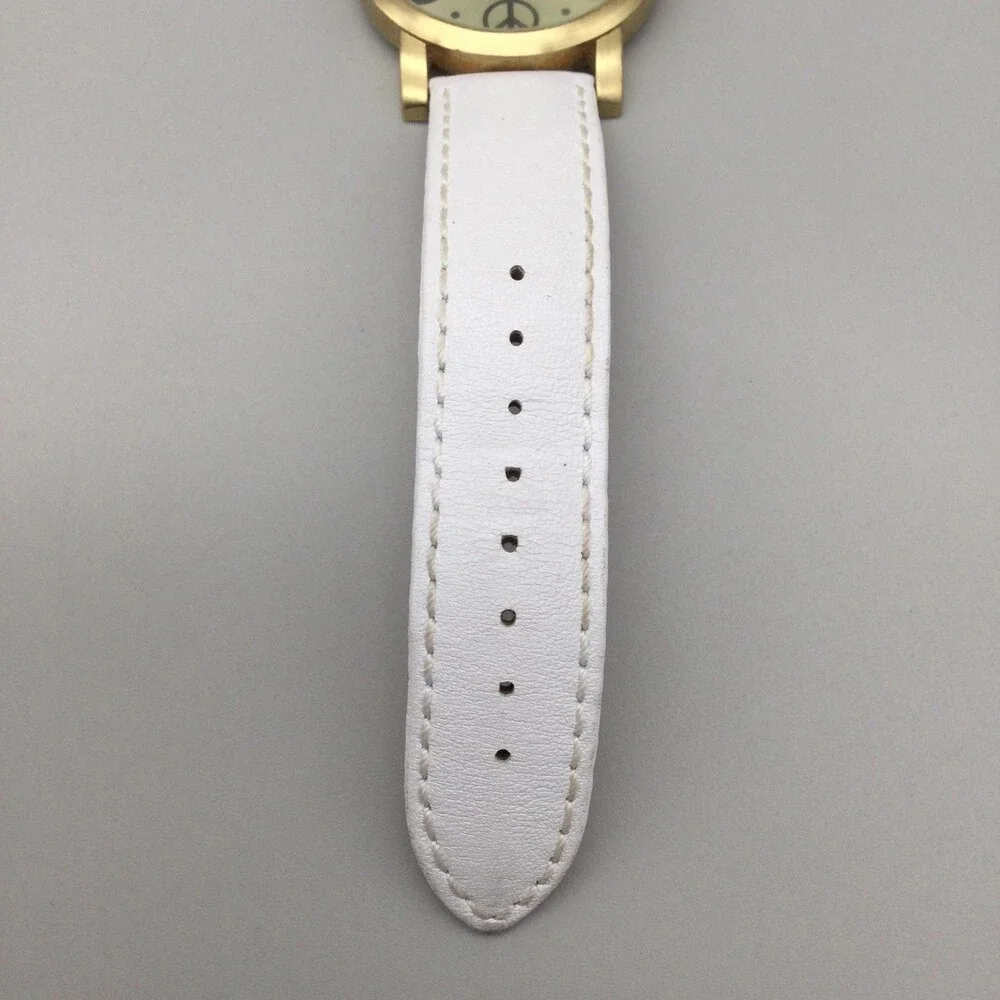 Lucky Brand Womens Watch 40mm White Leather Peace Love Hope 161235 New Battery